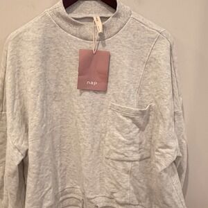 NAP Loungewear Women Gray Heathered Mock Neck Pocket Sweatshirt 21R10TP109 Small